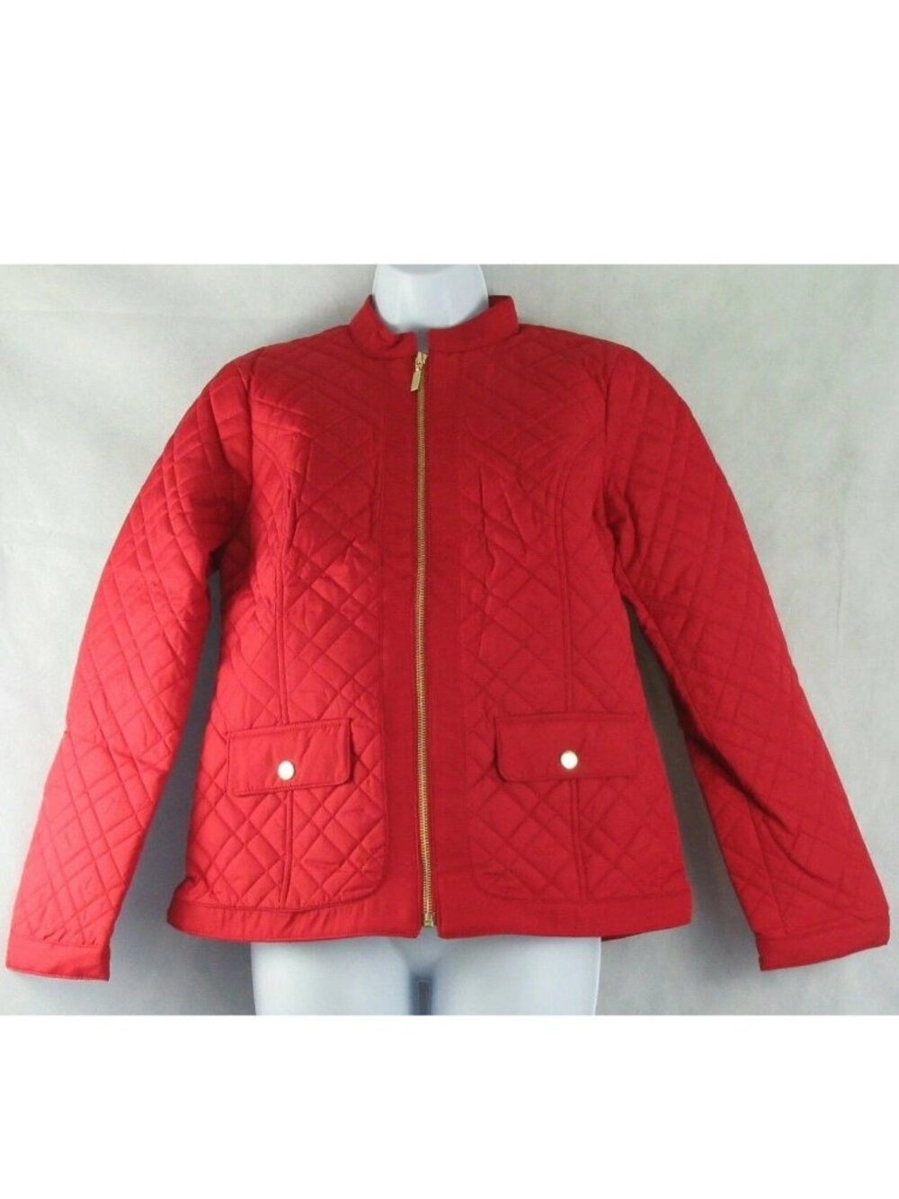 Charter Club Women's Quilted Mandarin-Collar Jacket, Red, NWT